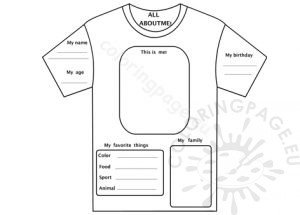 All About Me T-Shirt Free – Coloring Page