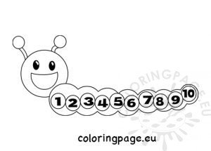 Caterpillar with numbers 1-10 – Coloring Page
