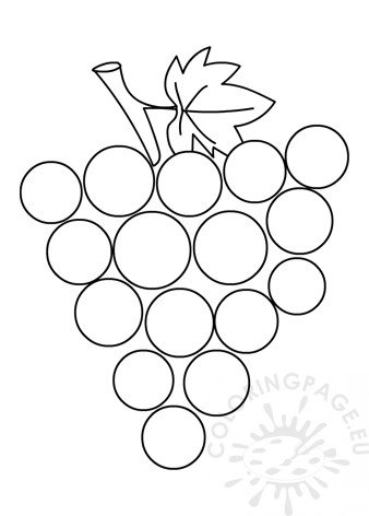 Grape with vine leaf template – Coloring Page