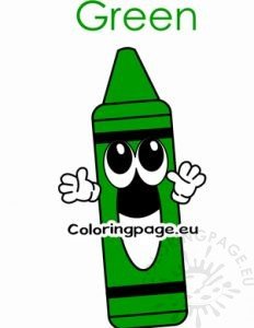Printable Cartoon green Crayon | Coloring Page