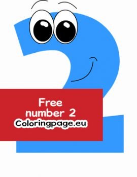 Printable Number 2 blue | Coloring Page