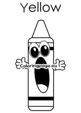 Cartoon Character Yellow Crayon | Coloring Page