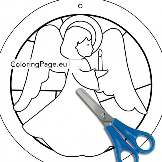 Angel Christmas stained glass decoration | Coloring Page