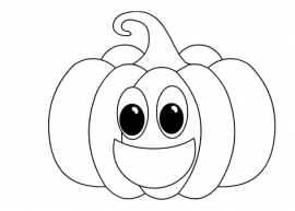 Free Cartoon Pumpkin Black and White – Coloring Page