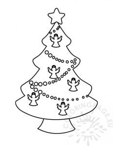 Christmas tree with angels | Coloring Page