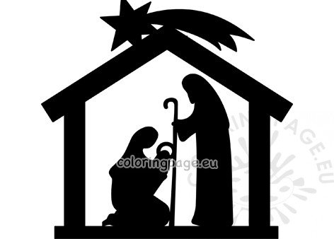 nativity silhouette stained glass