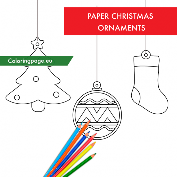 Paper Christmas Ornaments template Coloring Page