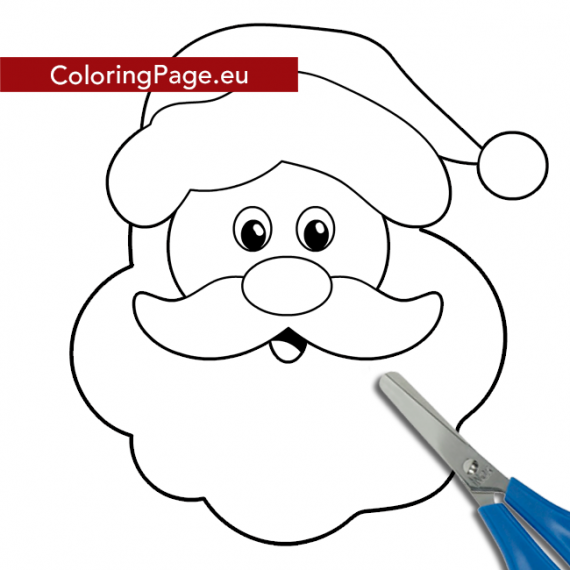Santa Claus face head printable | Coloring Page