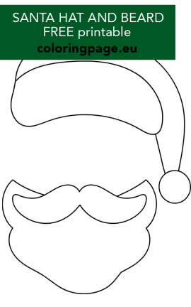 santa hat mustache beard template  coloring page