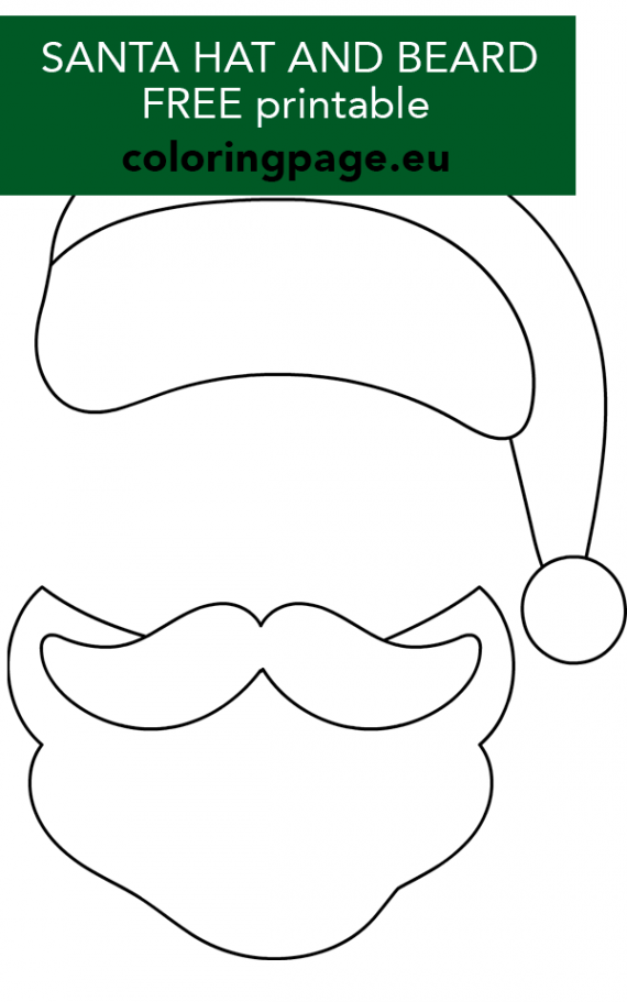 Santa hat mustache beard template Coloring Page