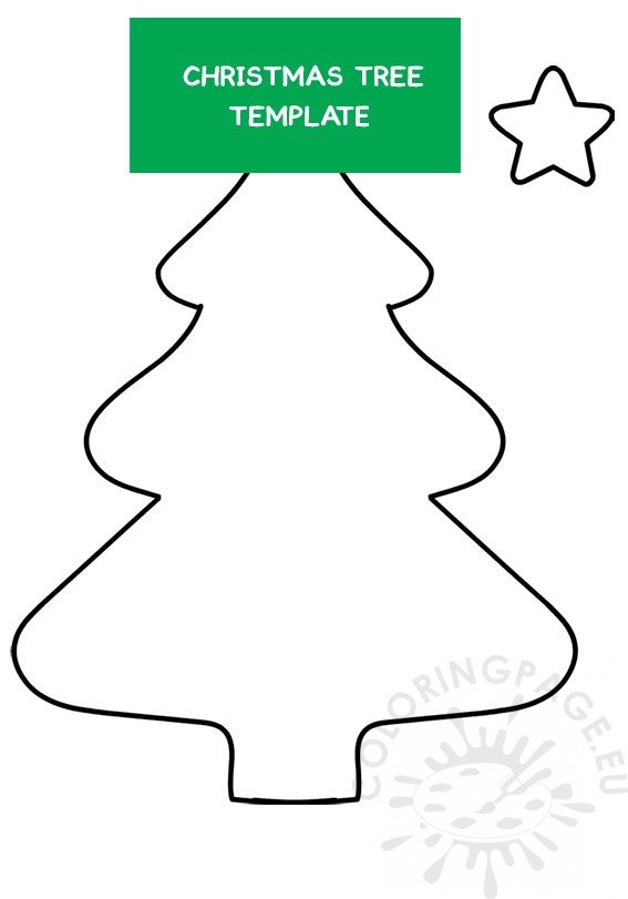 Christmas tree with star template | Coloring Page