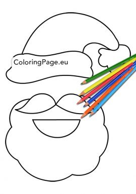 Santa Hat with Beard template | Coloring Page