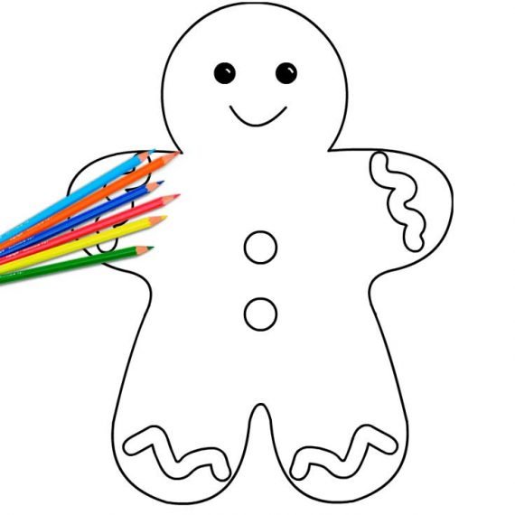 Christmas Gingerbread Man Template | Coloring Page