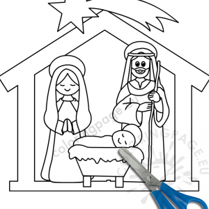 Christmas Nativity scene template | Coloring Page