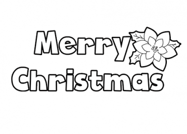 Merry Christmas poinsettia template | Coloring Page