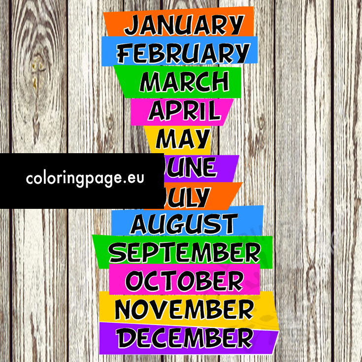 12 Months Of The Year Printable Coloring Page