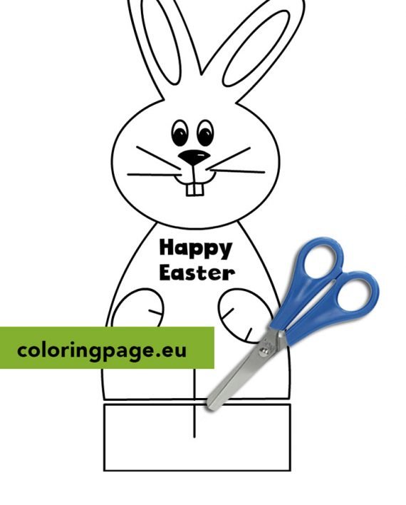 3D Paper Easter Bunny Template Coloring Page