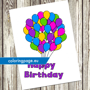 Happy birthday balloons vector printable | Coloring Page