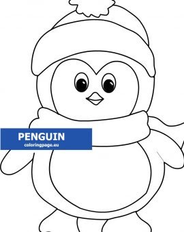Penguin with scarf and hat coloring | Coloring Page