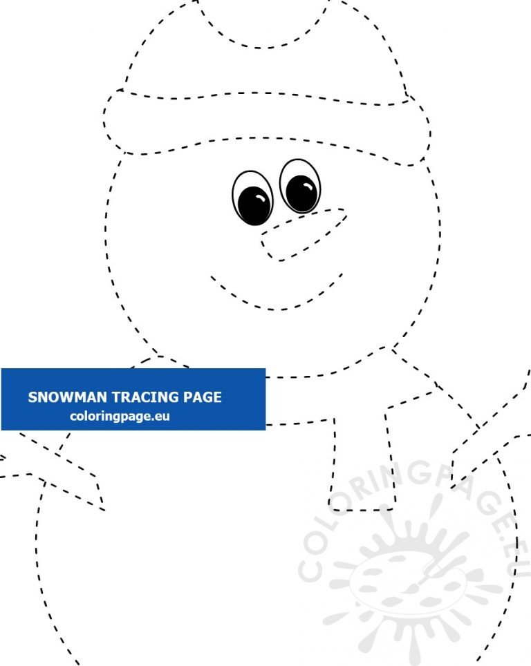 Snowman Tracing Worksheet printable | Coloring Page