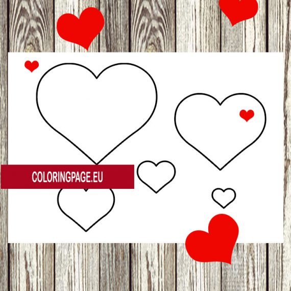 Free Heart different size template | Coloring Page