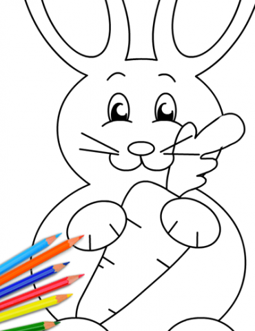 Bunny Holding Large Carrot – Coloring Page
