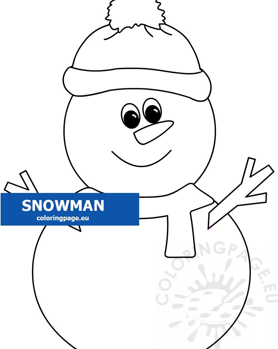 Happy Snowman with hat free | Coloring Page