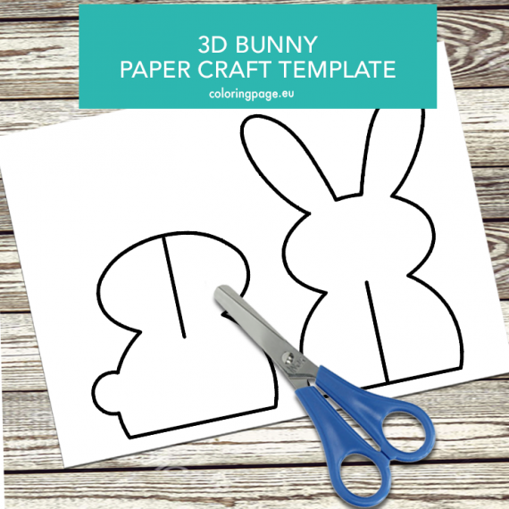 3D Paper bunny craft template | Coloring Page