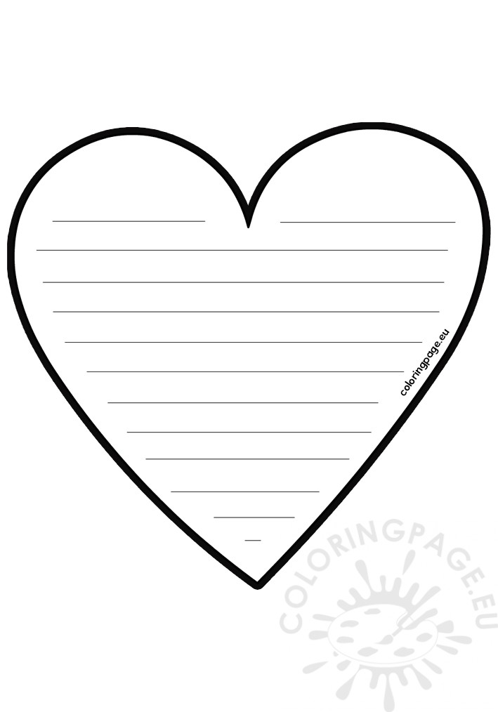 heart writing template coloring page
