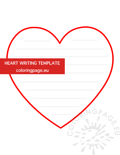 Free Heart Writing Template Coloring Page