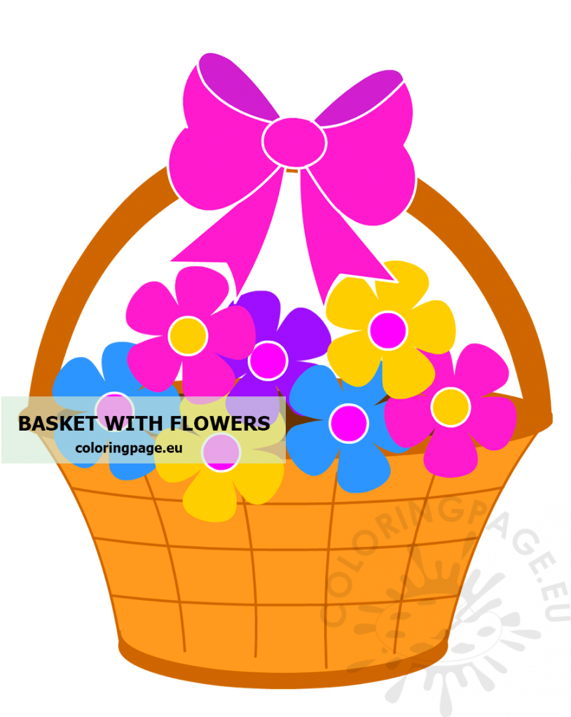 spring flower basket printable coloring page