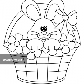 Easter Rabbit In Basket printable | Coloring Page