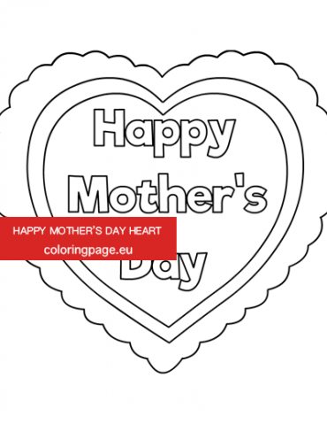 Happy Mother's Day Heart Shaped | Coloring Page