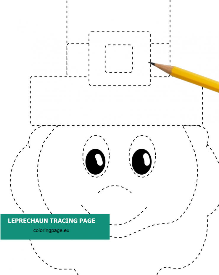 Free printable Leprechaun Tracing Page Coloring Page