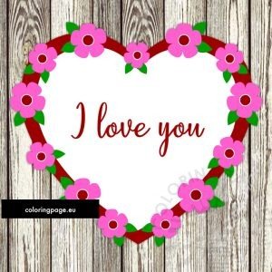 Valentine heart shape border with flower | Coloring Page