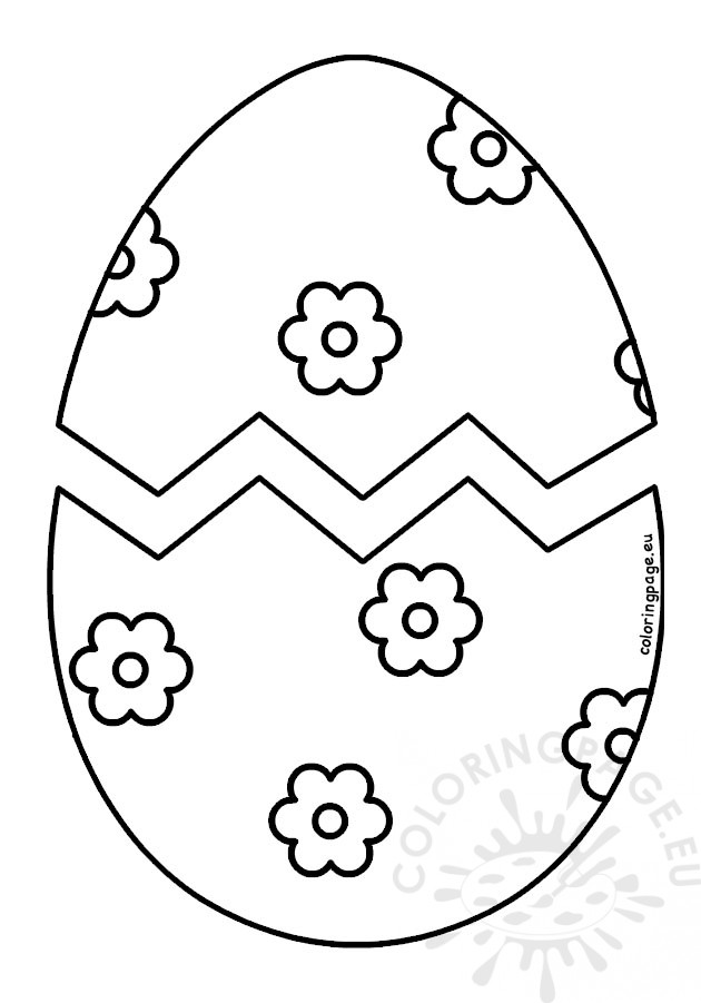 Download Easter egg with broken shell Cut Out - Coloring Page