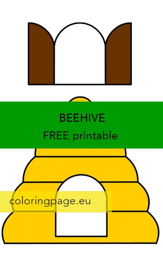 Beehive Paper Craft template for kids Coloring Page