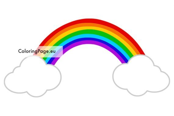 Rainbow on two clouds printable | Coloring Page