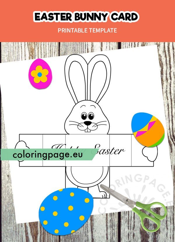Easter bunny folding card template Coloring Page