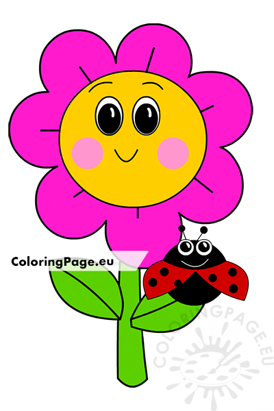 ladybug pink flower2