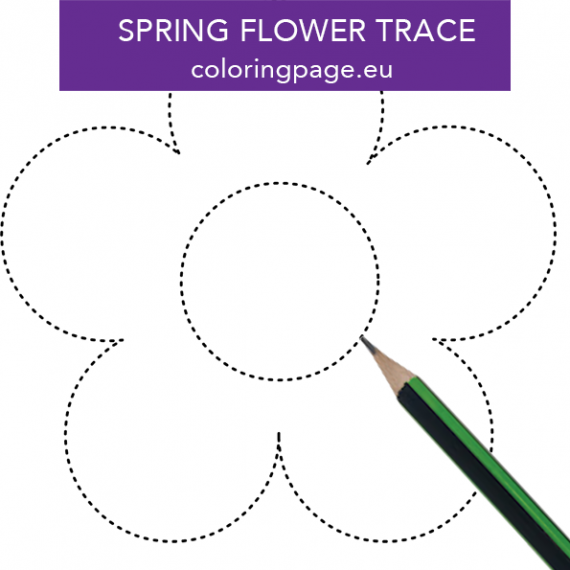 Spring flower trace worksheet – Coloring Page