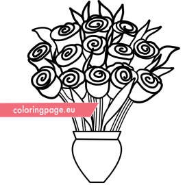 Vase with bouquet of roses | Coloring Page