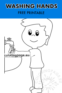 boy washing hands printable  coloring page