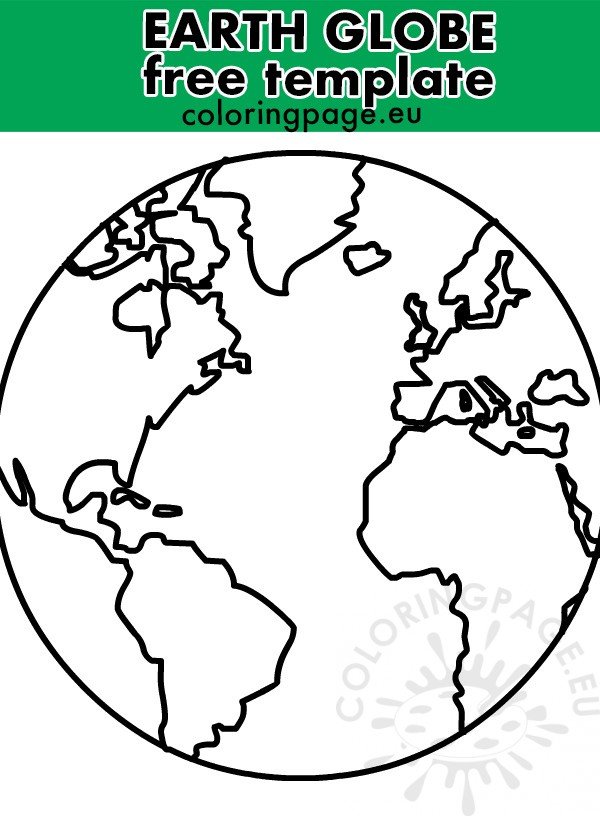 Earth globe template pdf Coloring Page