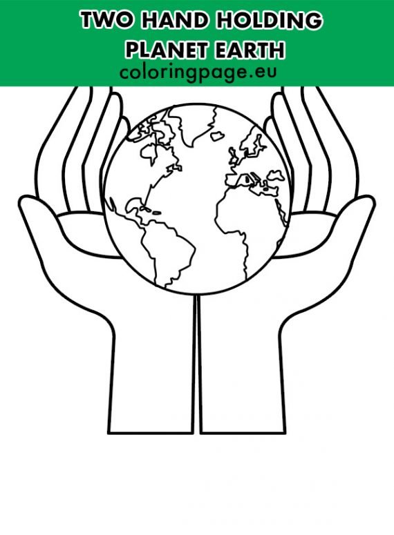 Two hand holding planet earth – Coloring Page