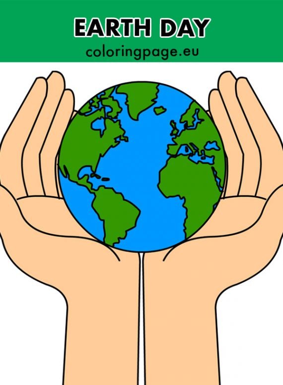Hands holding planet earth vector symbol | Coloring Page