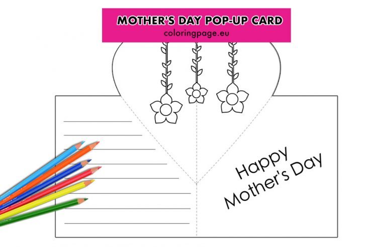 Ongekend Mother's Day Pop-Up Card template – Coloring Page AS-35