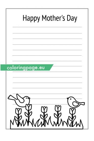 Mother's Day writing paper for kids | Coloring Page