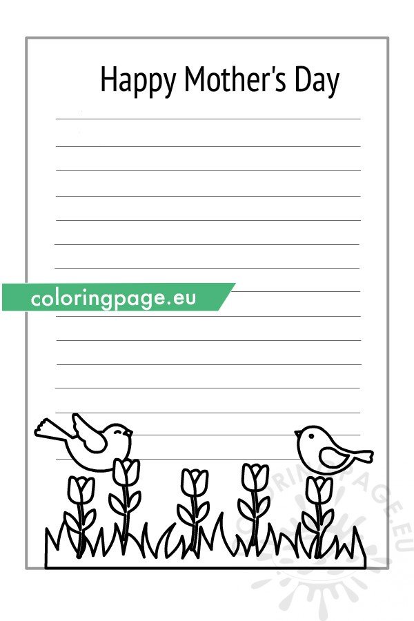 mothers day writing paper birds