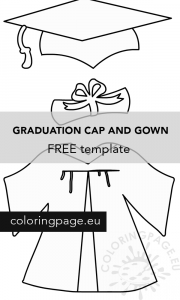 Graduation cap gown template | Coloring Page